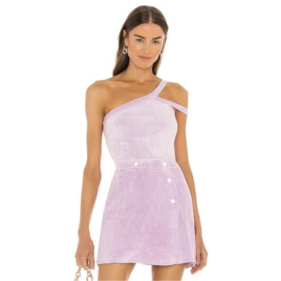 DANNIJO x Revolve Lavender Terry Cloth One Shoulder Athleisure Tank Top - Picture 1 of 15